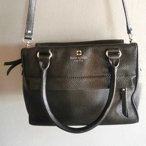 Kate Spade Black Pebble Leather Shoulder Bag Handbag Crossbody - Picture 1 of 9
